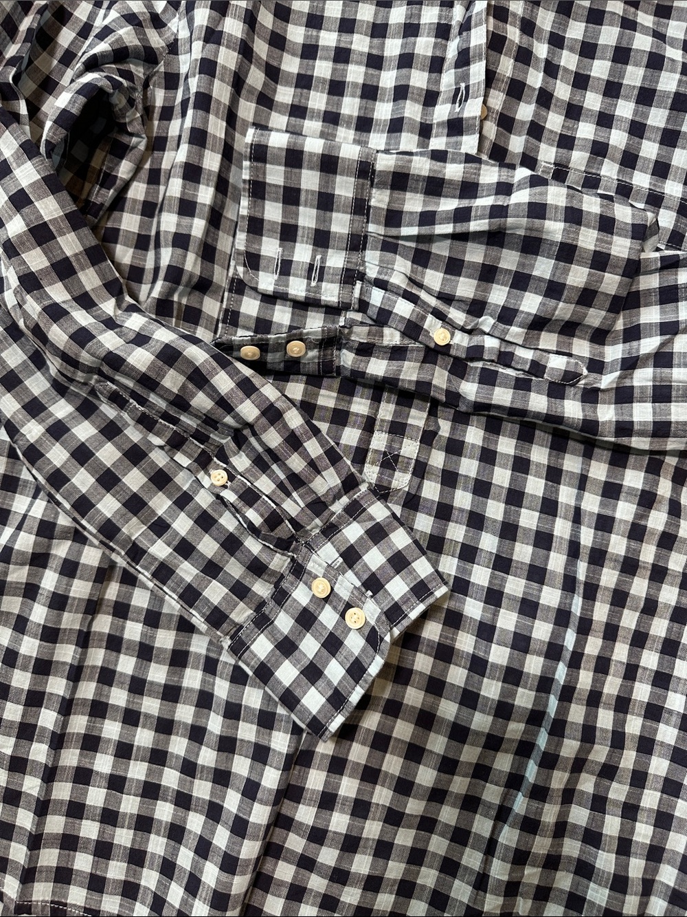 J.Crew Blue & Navy Gingham 100% Cotton Popover Shirt Size Small (NWT) - Picture 4 of 10
